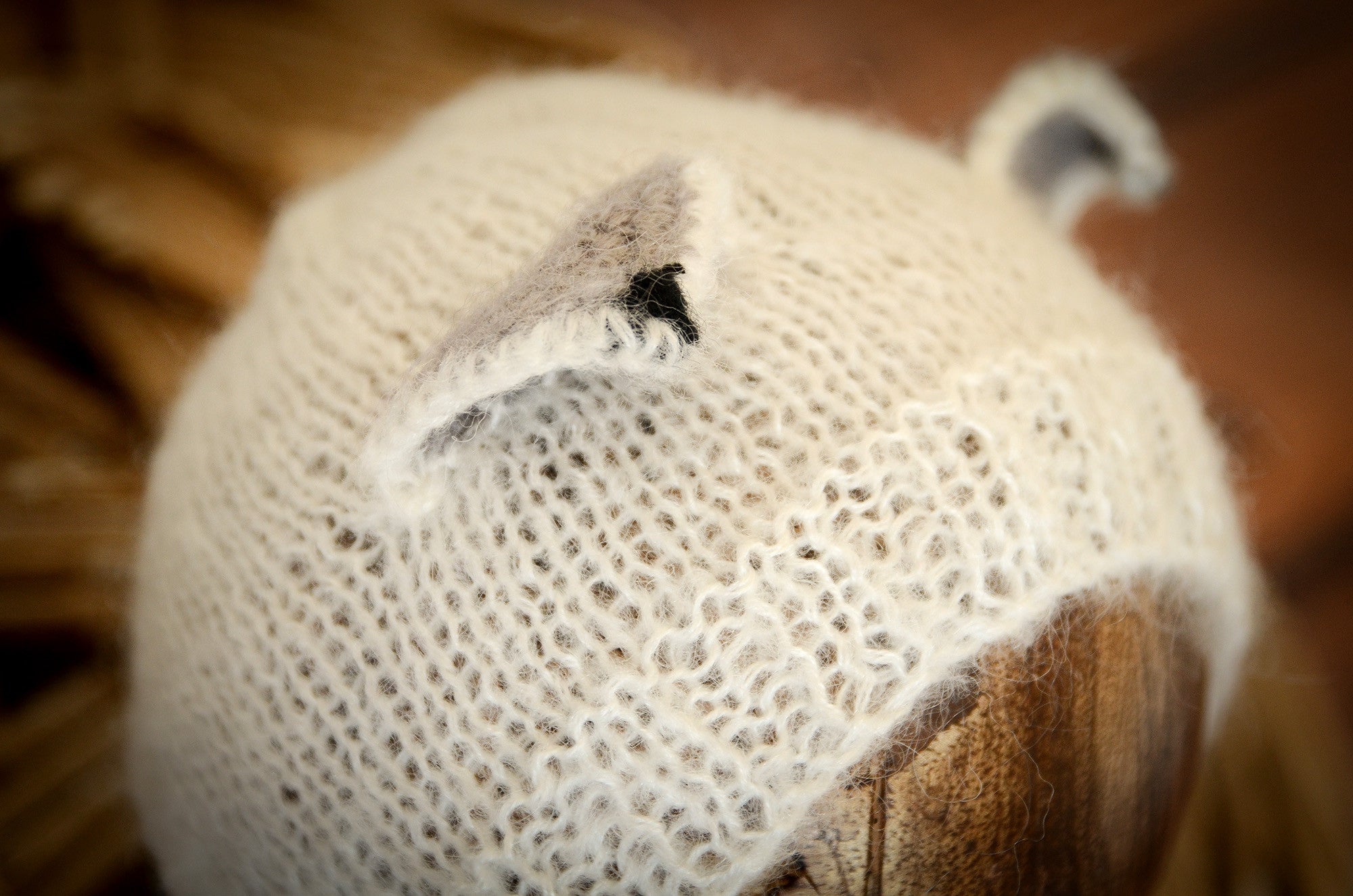 SET Mohair Fox Bonnet and Sack - White-Newborn Photography Props