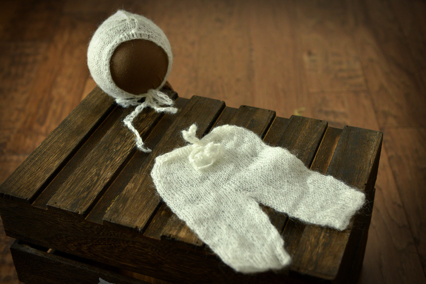 SET Mohair Pants and Bonnet - Milk White-Newborn Photography Props