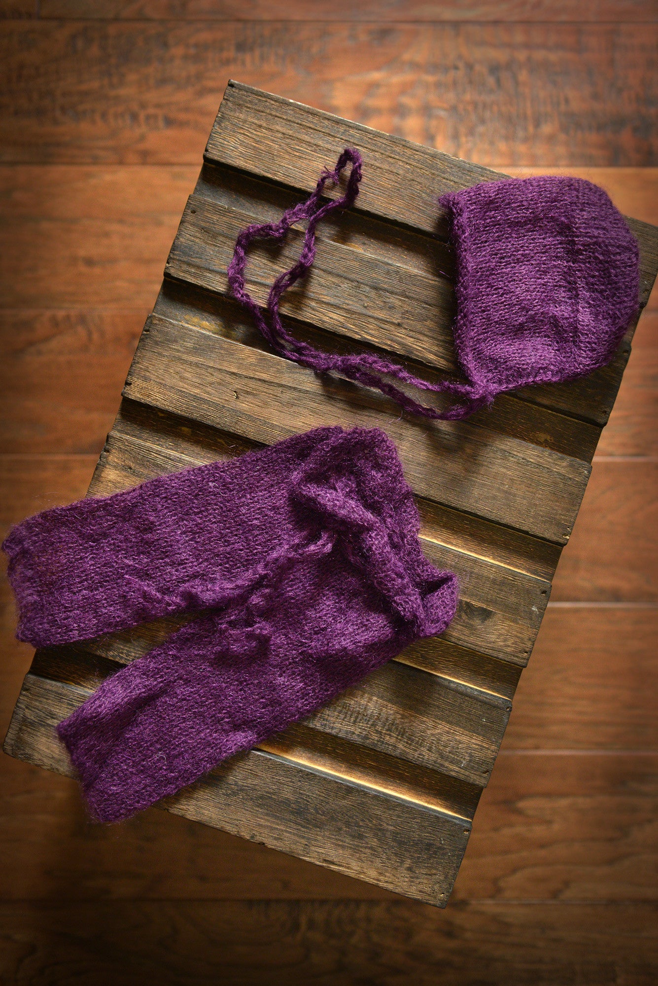SET Mohair Pants and Bonnet - Intense Violet-Newborn Photography Props