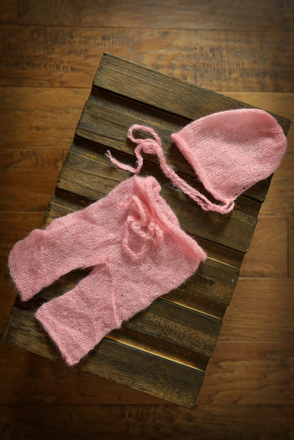 SET Mohair Pants and Bonnet - Pink-Newborn Photography Props