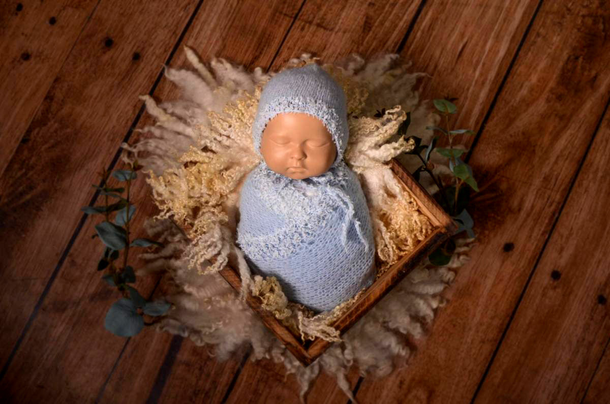 SET Fantasy Mohair Bonnet and Wrap - Cloud-Newborn Photography Props