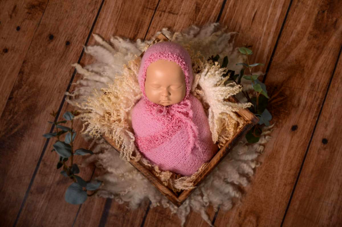 SET Fantasy Mohair Bonnet and Wrap - Pink-Newborn Photography Props