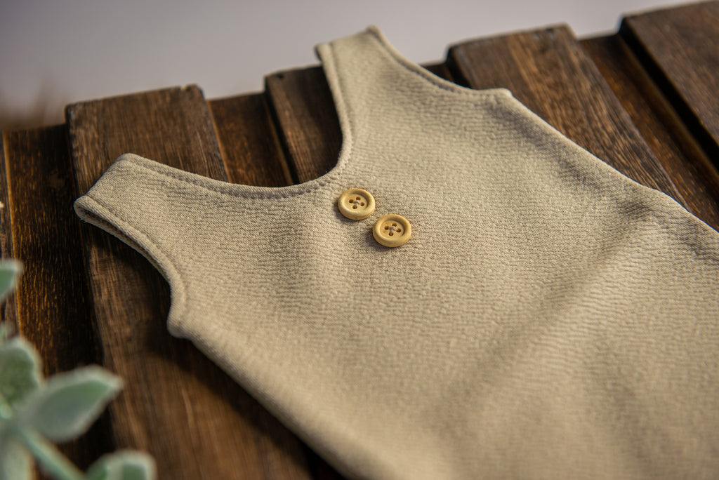 Sleeveless Stitch Romper - Textured - Khaki