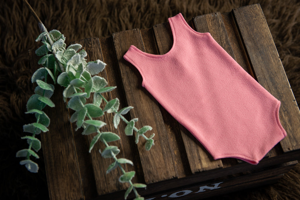 Sleeveless Stitch Romper - Textured - Rose