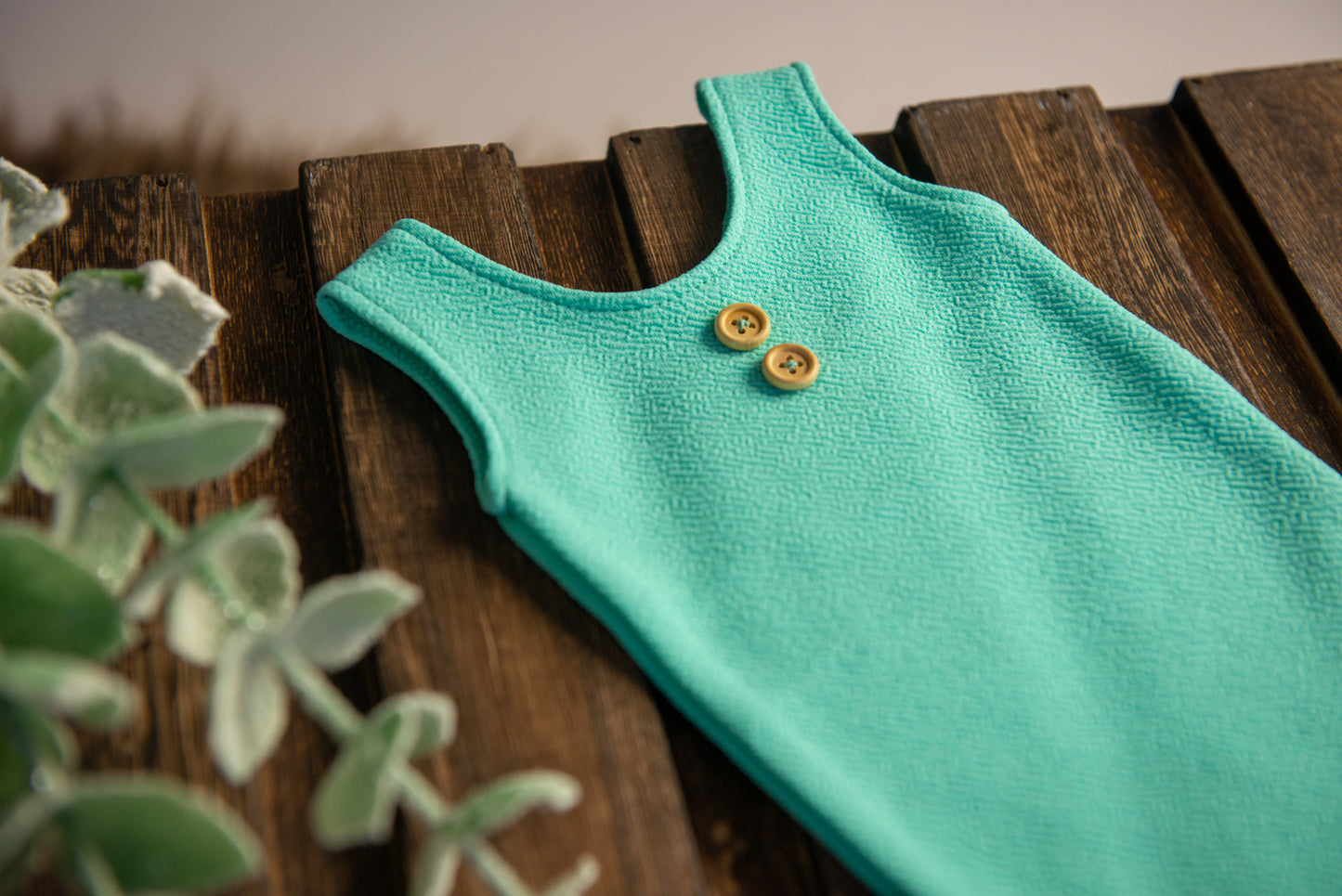 Sleeveless Stitch Romper - Textured - Mint