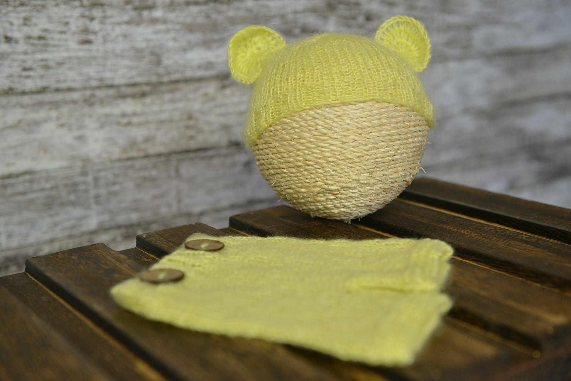 Mohair Bear Bonnet and Pant for newborn photography