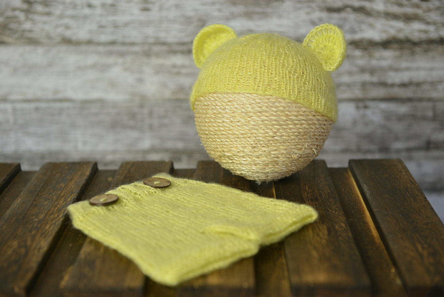 Mohair Bear Bonnet and Pant for baby photography