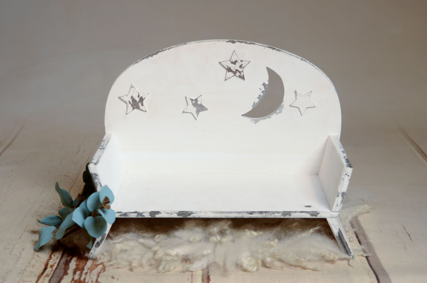 Bench Seat - Moon and Stars - White
