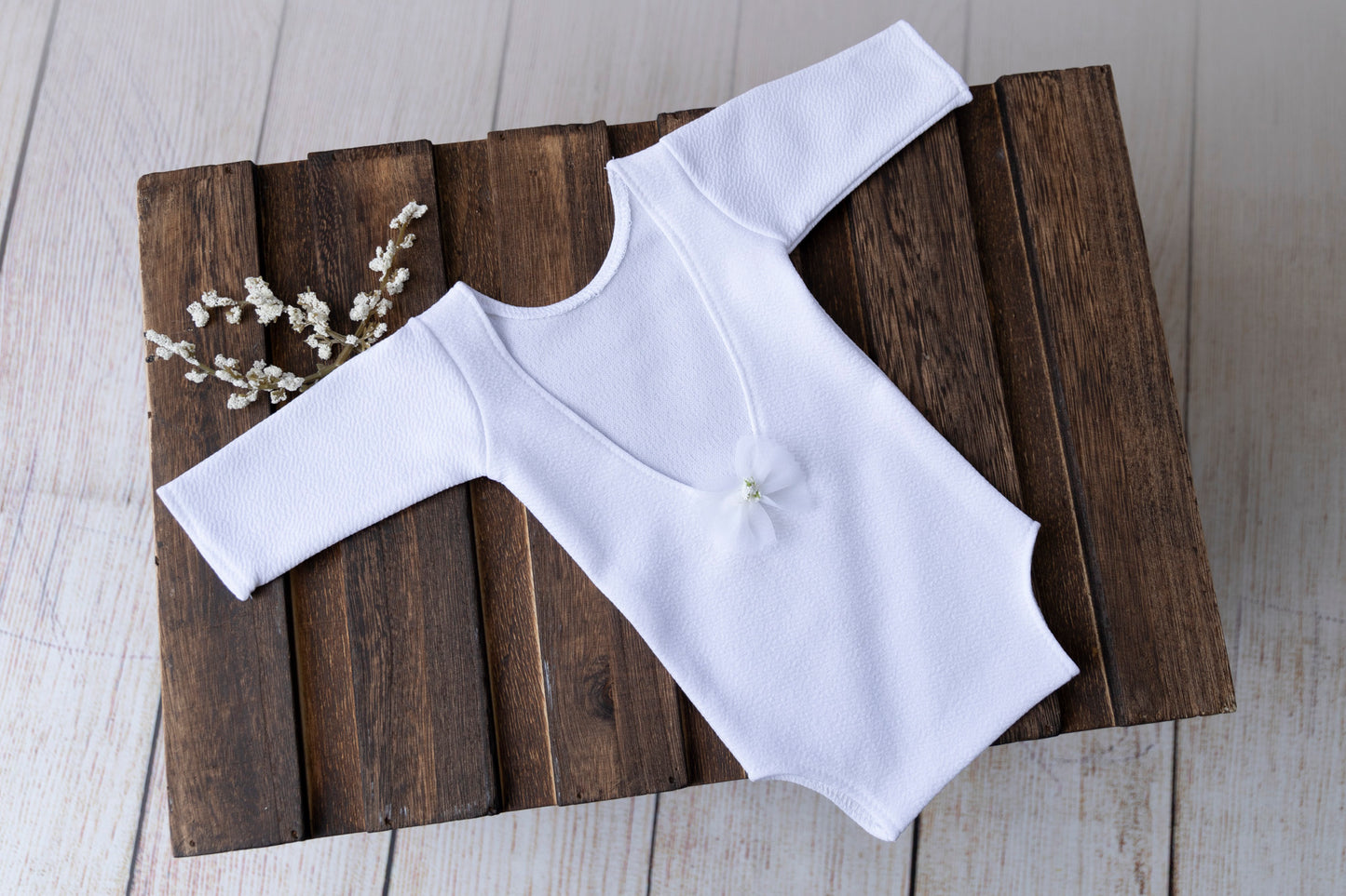 Bodysuit with Bow - Textured - White