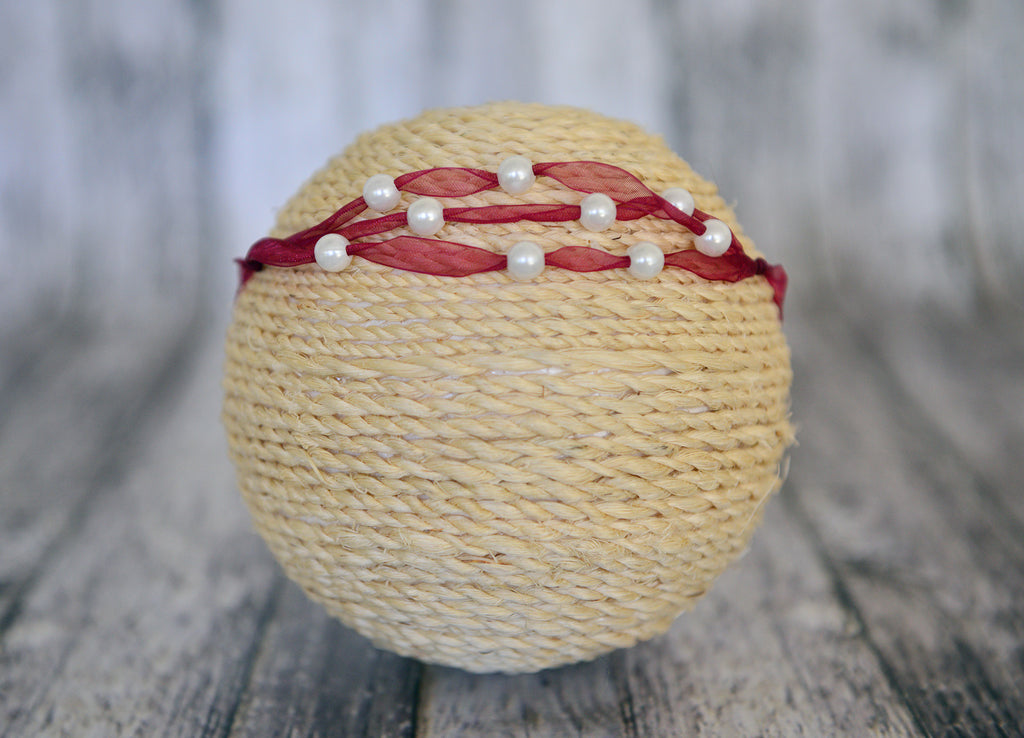 Beaded Ribbon Headband - Burgundy