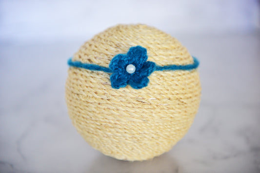 Mohair Flower Headband - Chatams Blue
