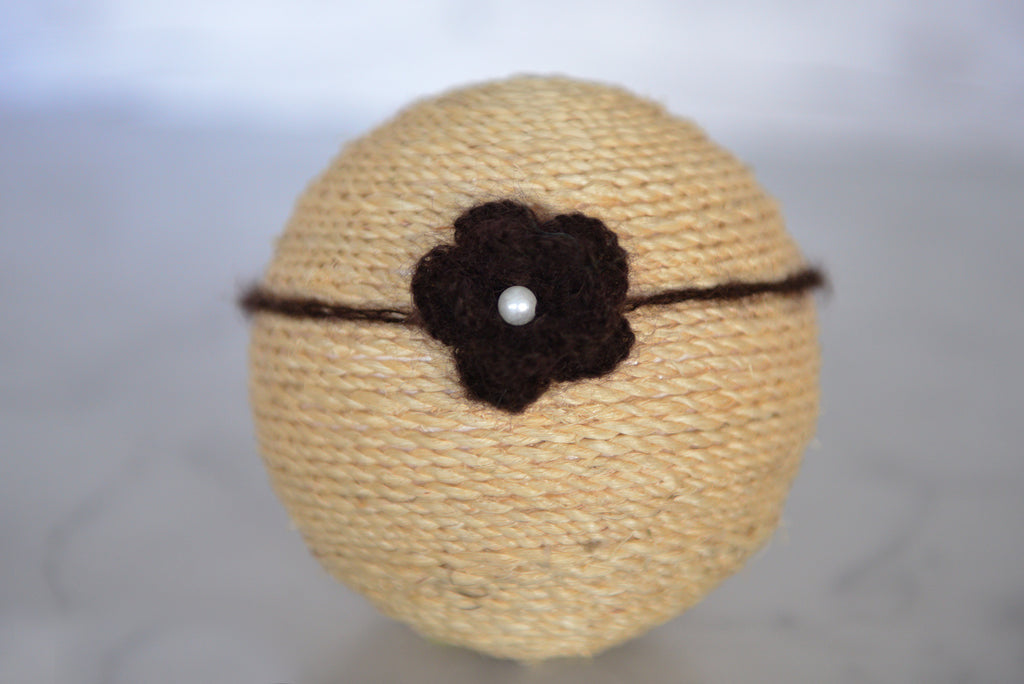 Mohair Flower Headband - Dark Brown