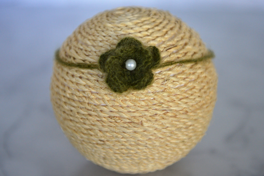 Mohair Flower Headband - Dark Olive