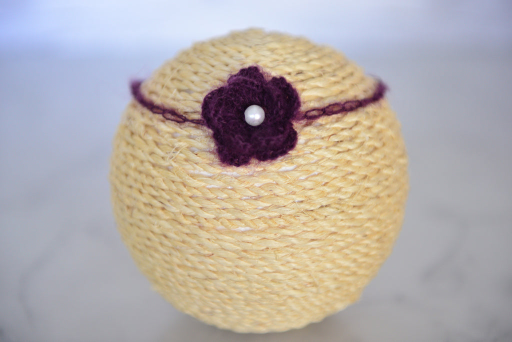 Mohair Flower Headband - Dark Violet