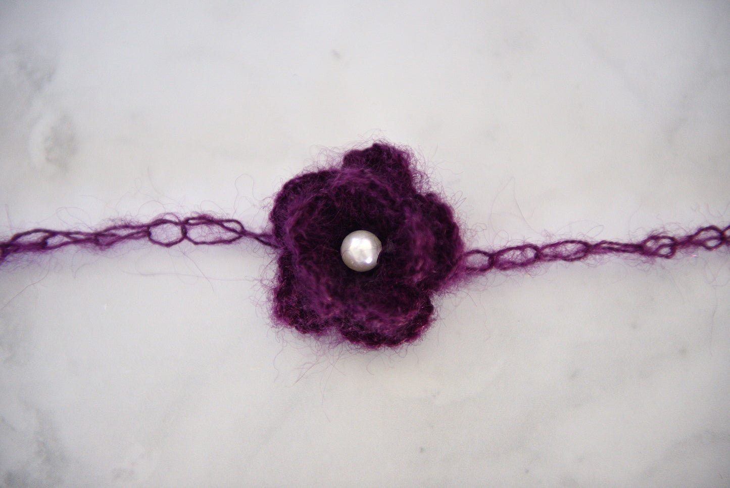 Mohair Flower Headband - Dark Violet