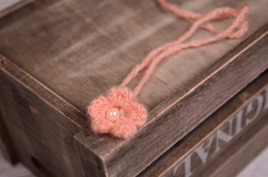 Mohair Flower Headband - Salmon Pink-Newborn Photography Props