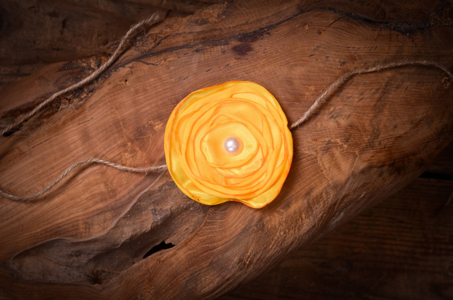 Satin Flower Headband - Yellow-Newborn Photography Props