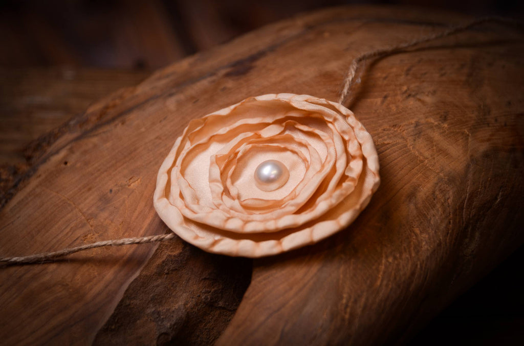 Satin Flower Headband - Beige-Newborn Photography Props