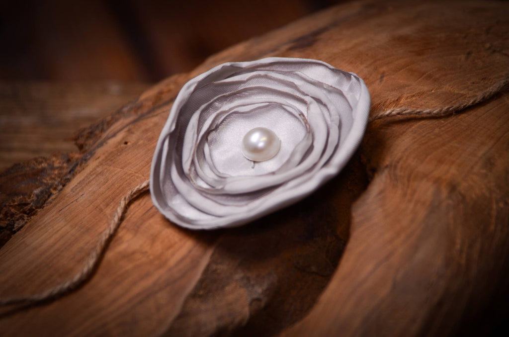 Satin Flower Headband - Gray-Newborn Photography Props