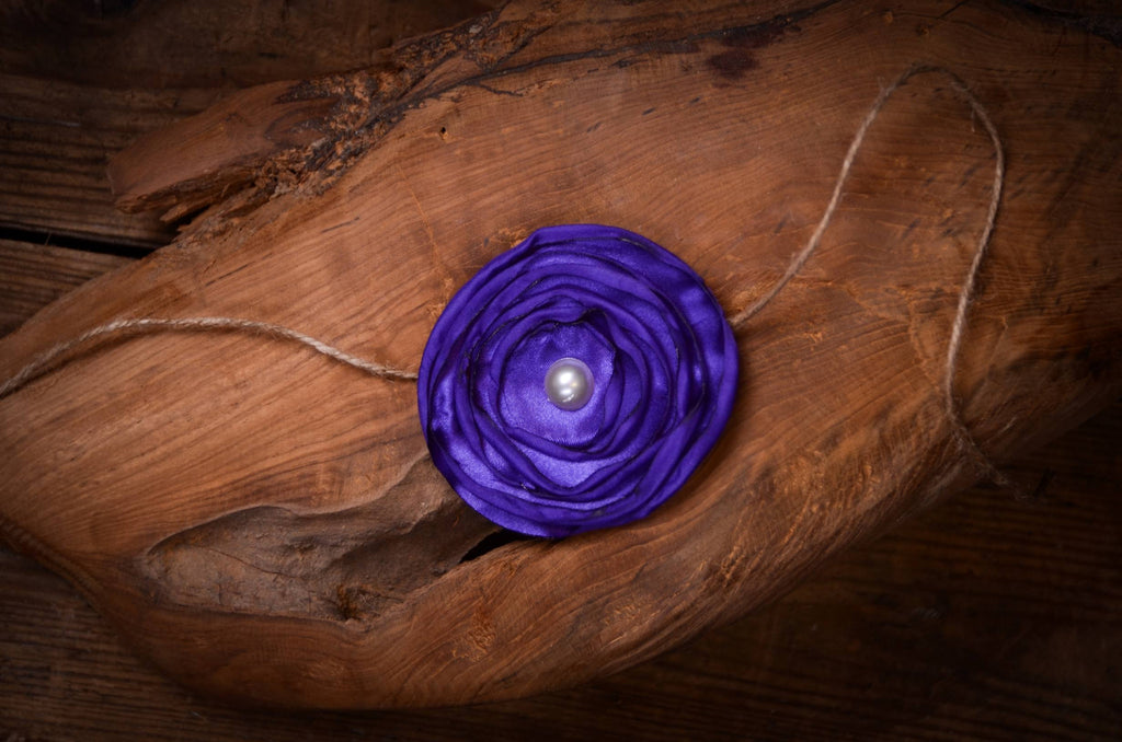 Satin Flower Headband - Purple-Newborn Photography Props