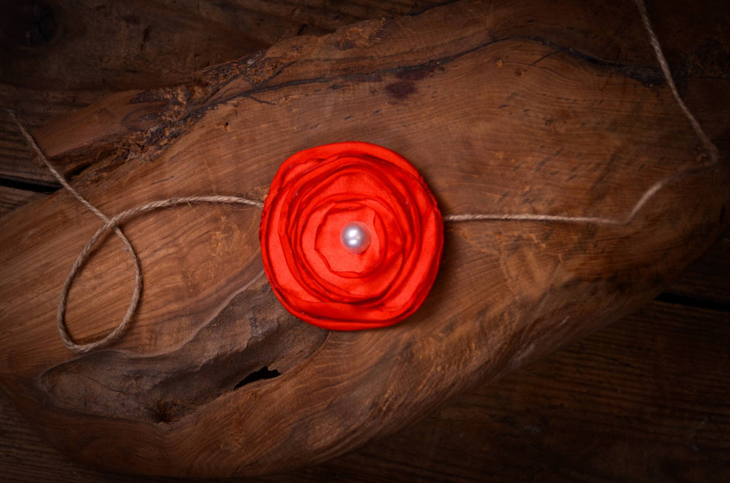 Satin Flower Headband - Red-Newborn Photography Props