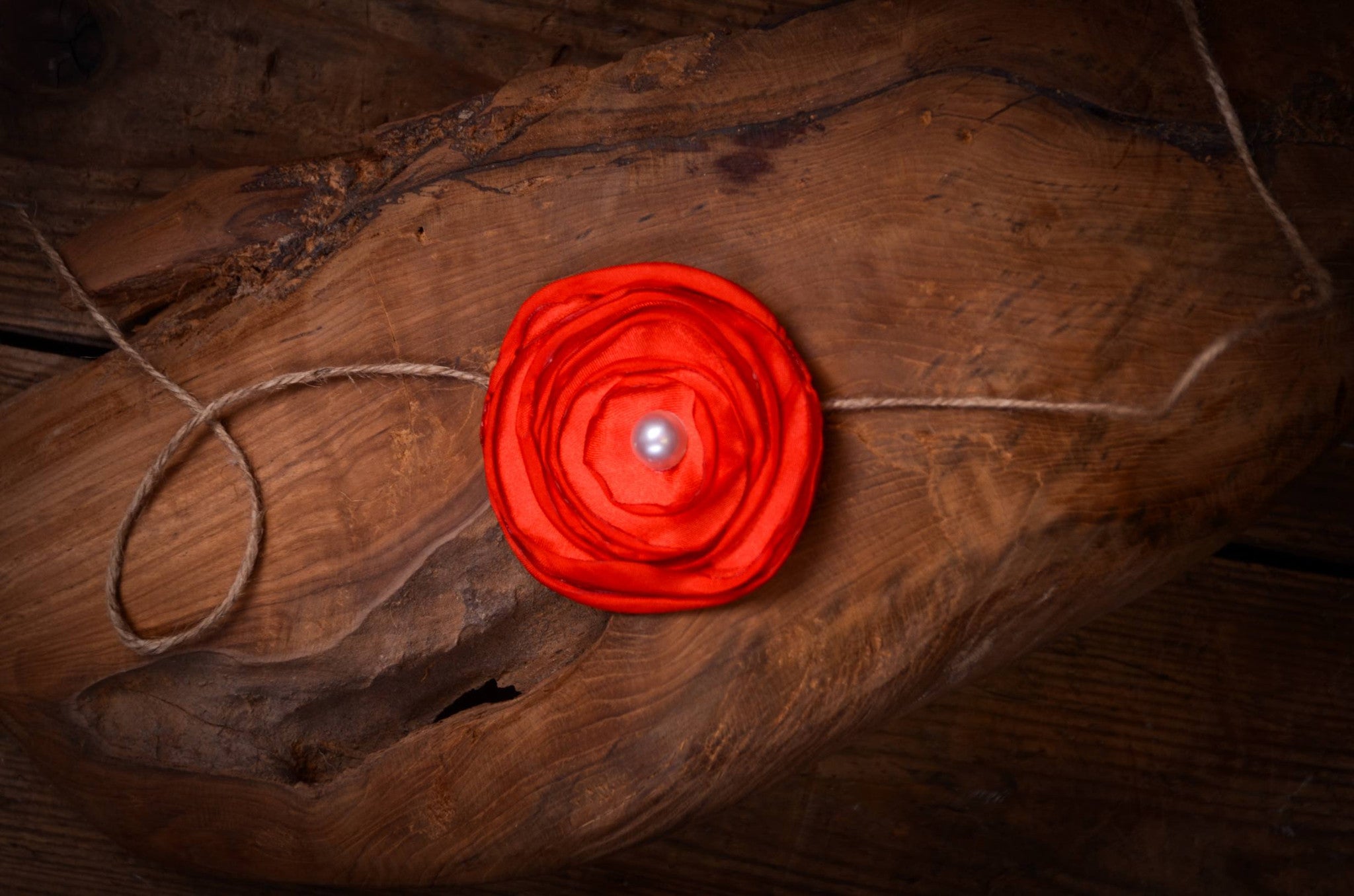 Satin Flower Headband - Red-Newborn Photography Props