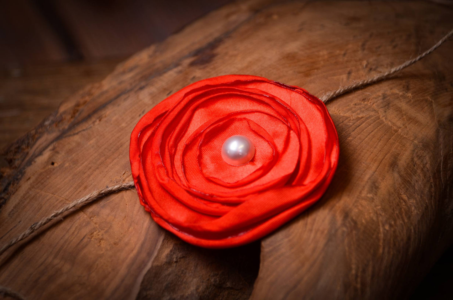 Satin Flower Headband - Red-Newborn Photography Props