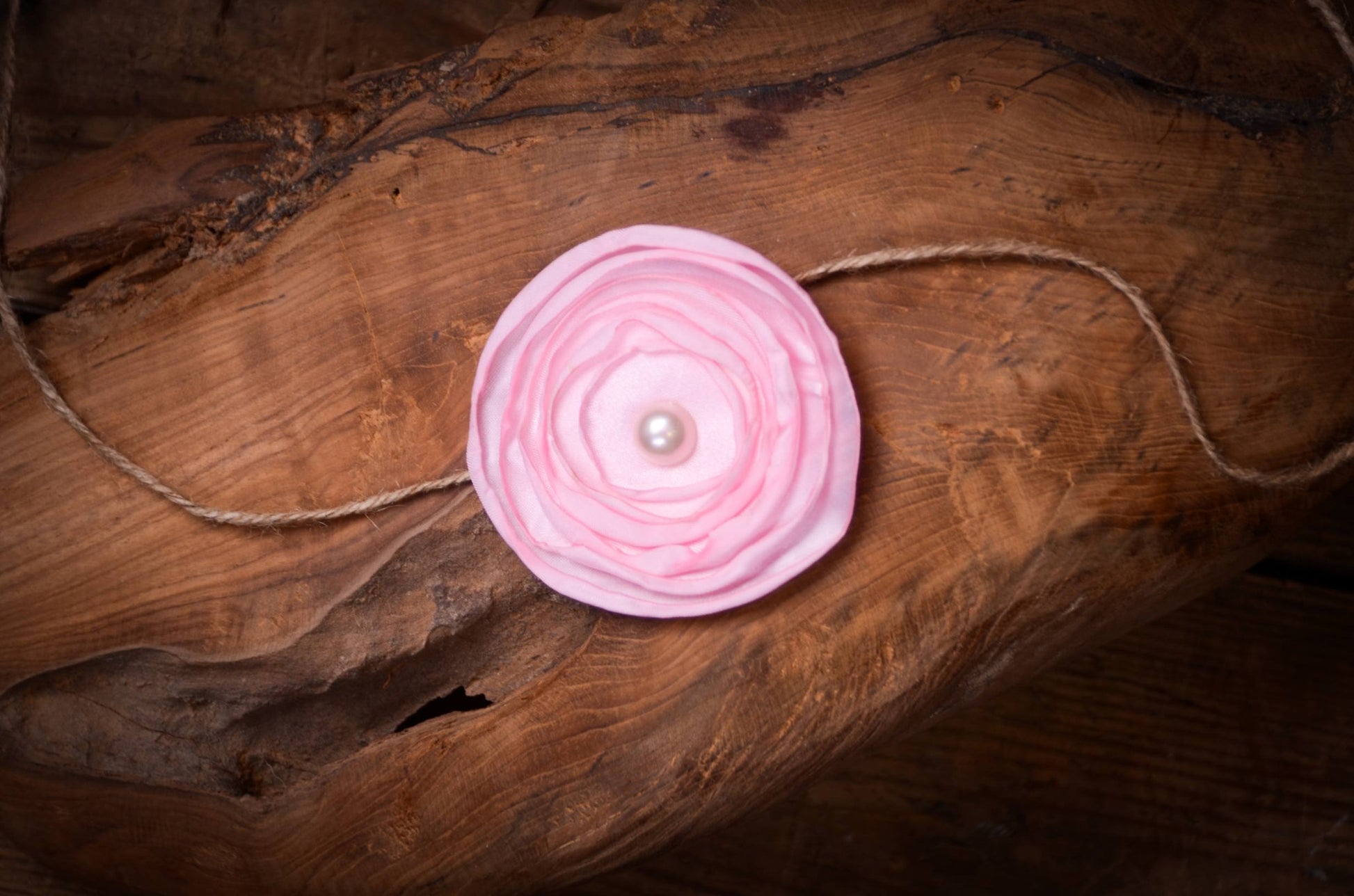 Satin Flower Headband - Pink-Newborn Photography Props