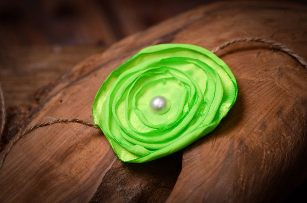 Satin Flower Headband - Green-Newborn Photography Props