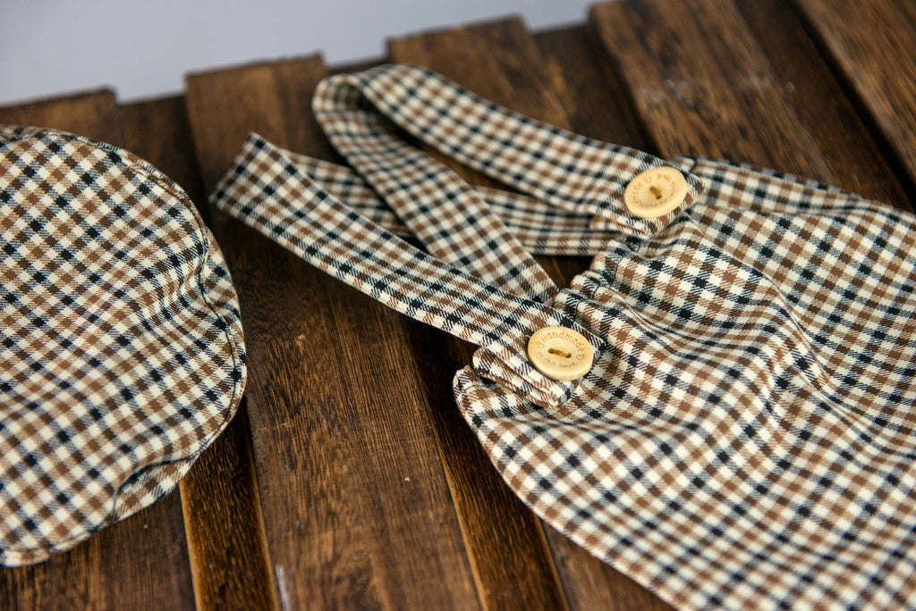 SET Dungarees & Newsboy Cap Checkered Pattern