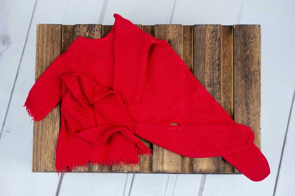 Footed Pajamas - Perforated - Red