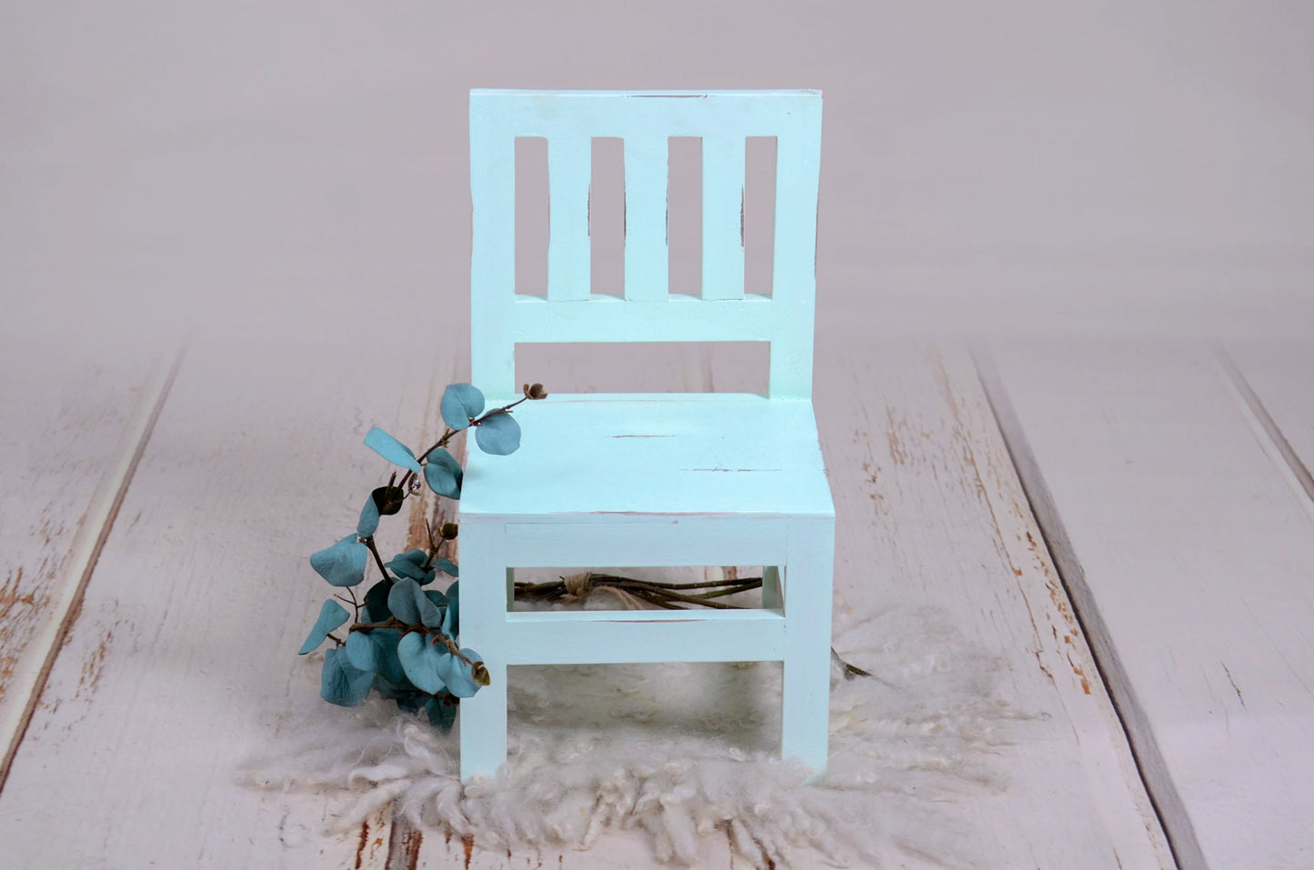Small Wooden Harlow Chair - Light Aquamarine