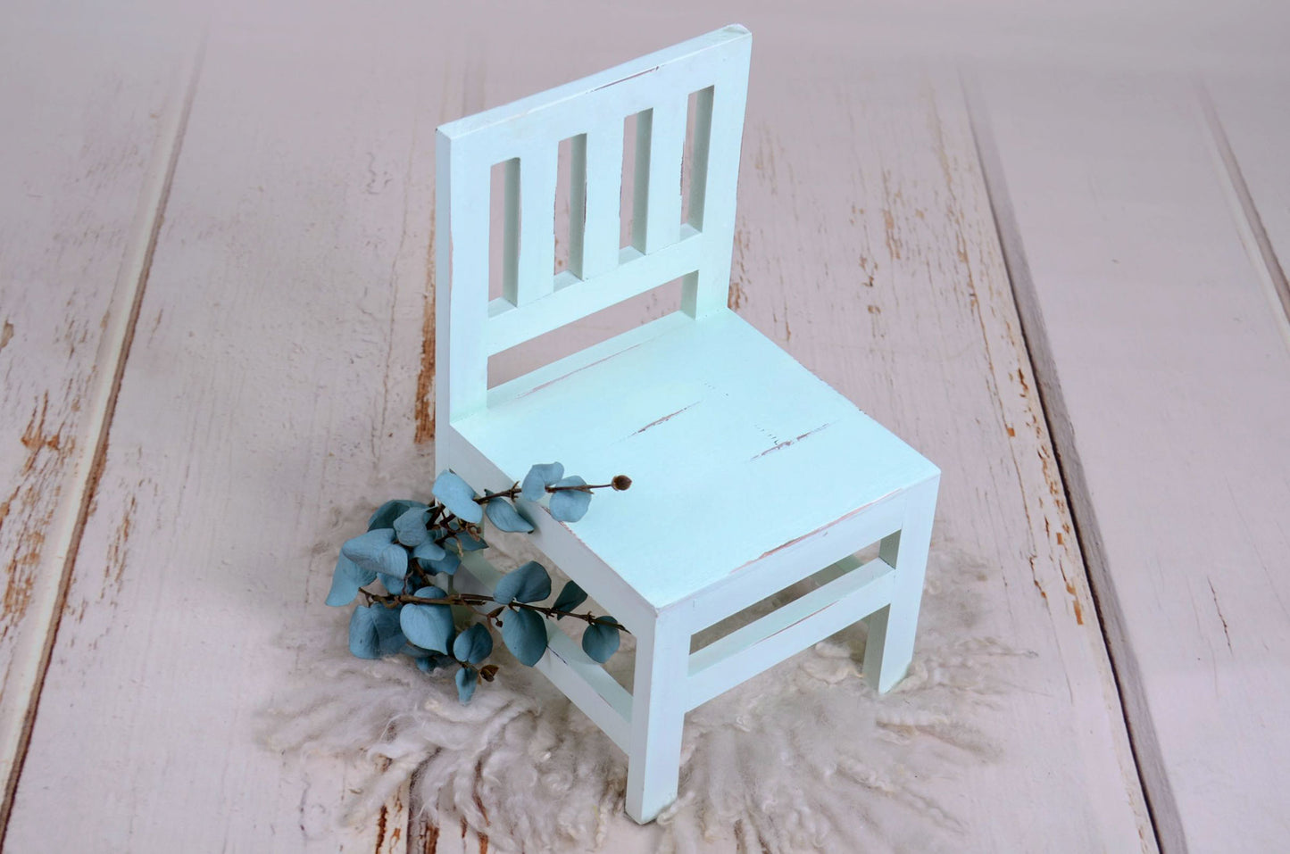 Small Wooden Harlow Chair - Light Aquamarine