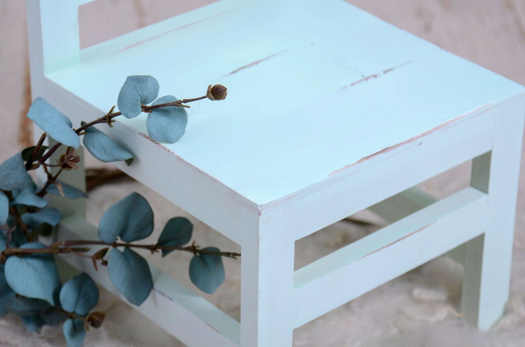 Small Wooden Harlow Chair - Light Aquamarine