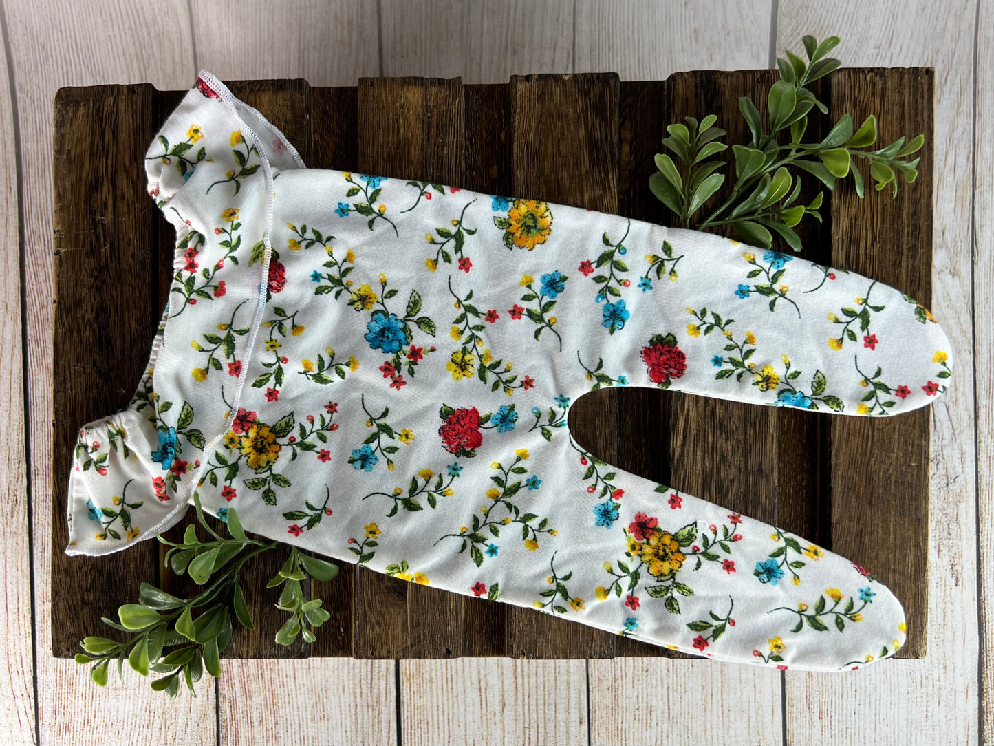 Footed Ruffled Sleeveless Pajamas - Floral