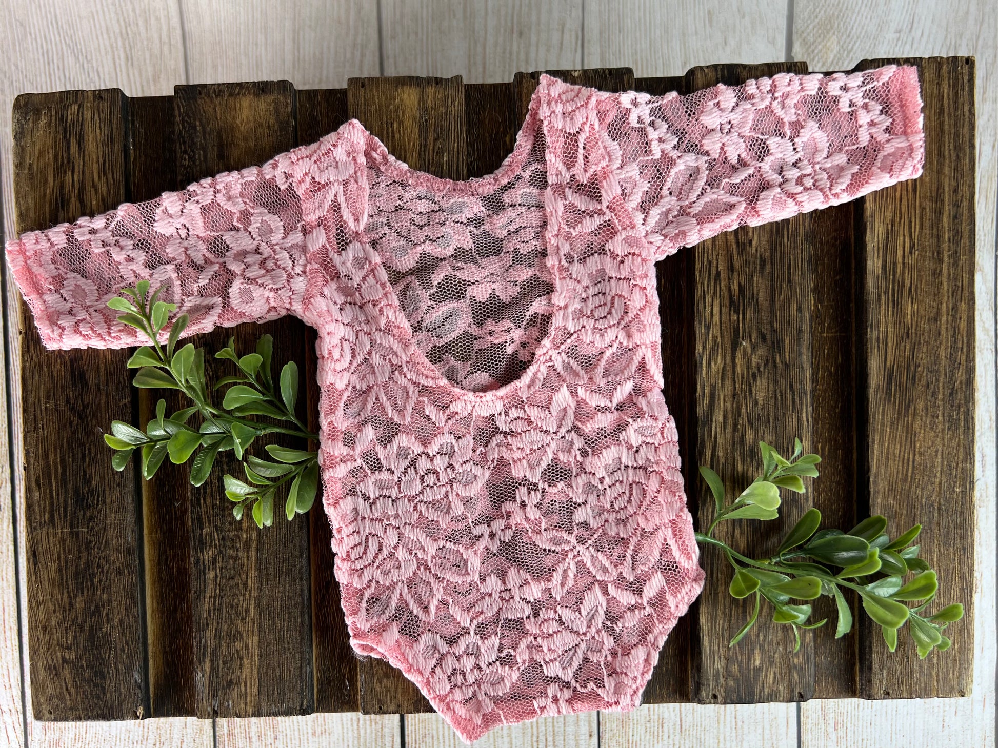 Lace Bodysuit - Dusty Pink – Newborn Studio Props