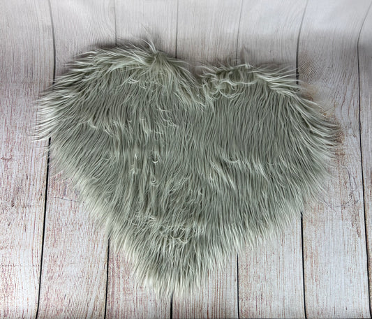 Mongolian Faux Fur - Heart Shaped - Stone
