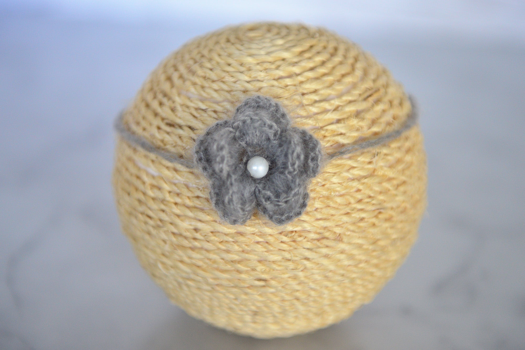 Mohair Flower Headband - Gray