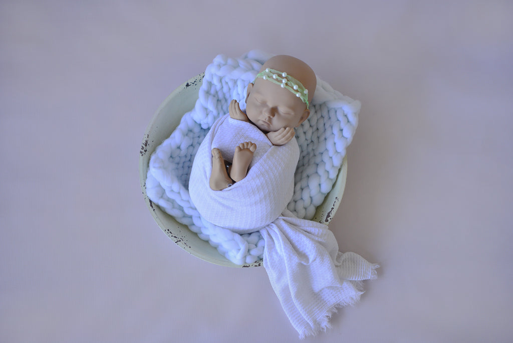 Beaded Ribbon Headband - Light Green