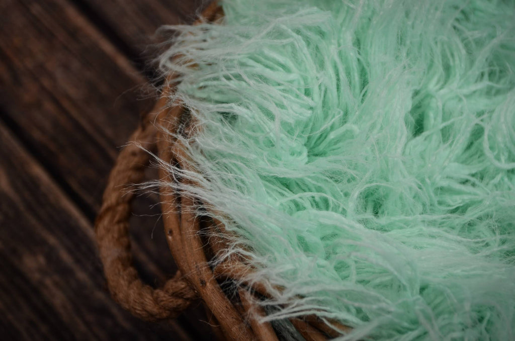 Mongolian Faux Fur - Aqua-Newborn Photography Props