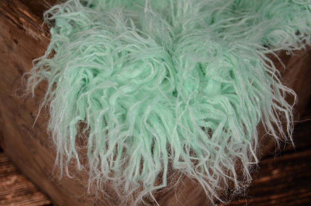 Mongolian Faux Fur - Aqua-Newborn Photography Props