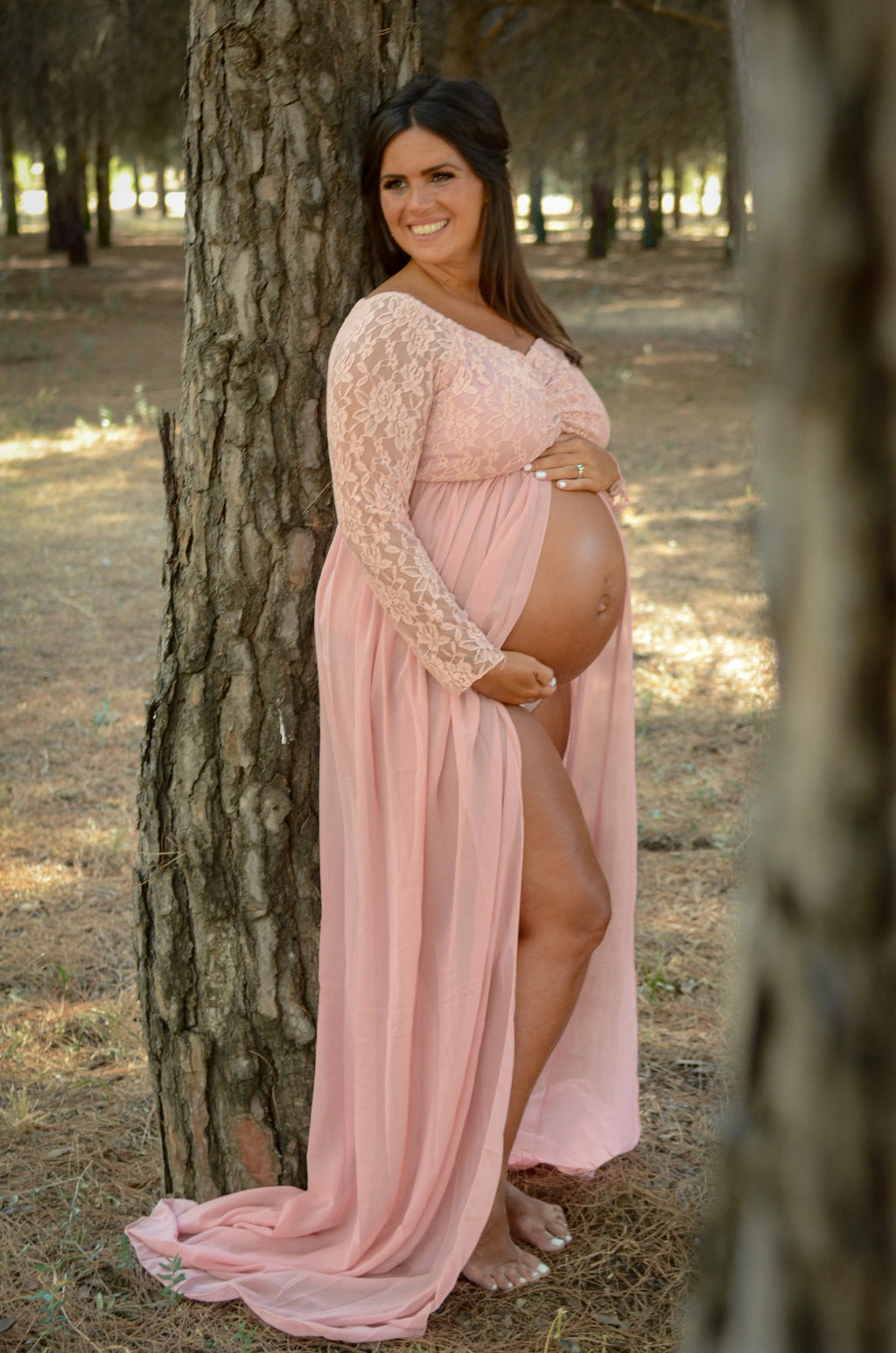 Lace Long Sleeve and Chiffon Dress Open Belly – Newborn Studio Props