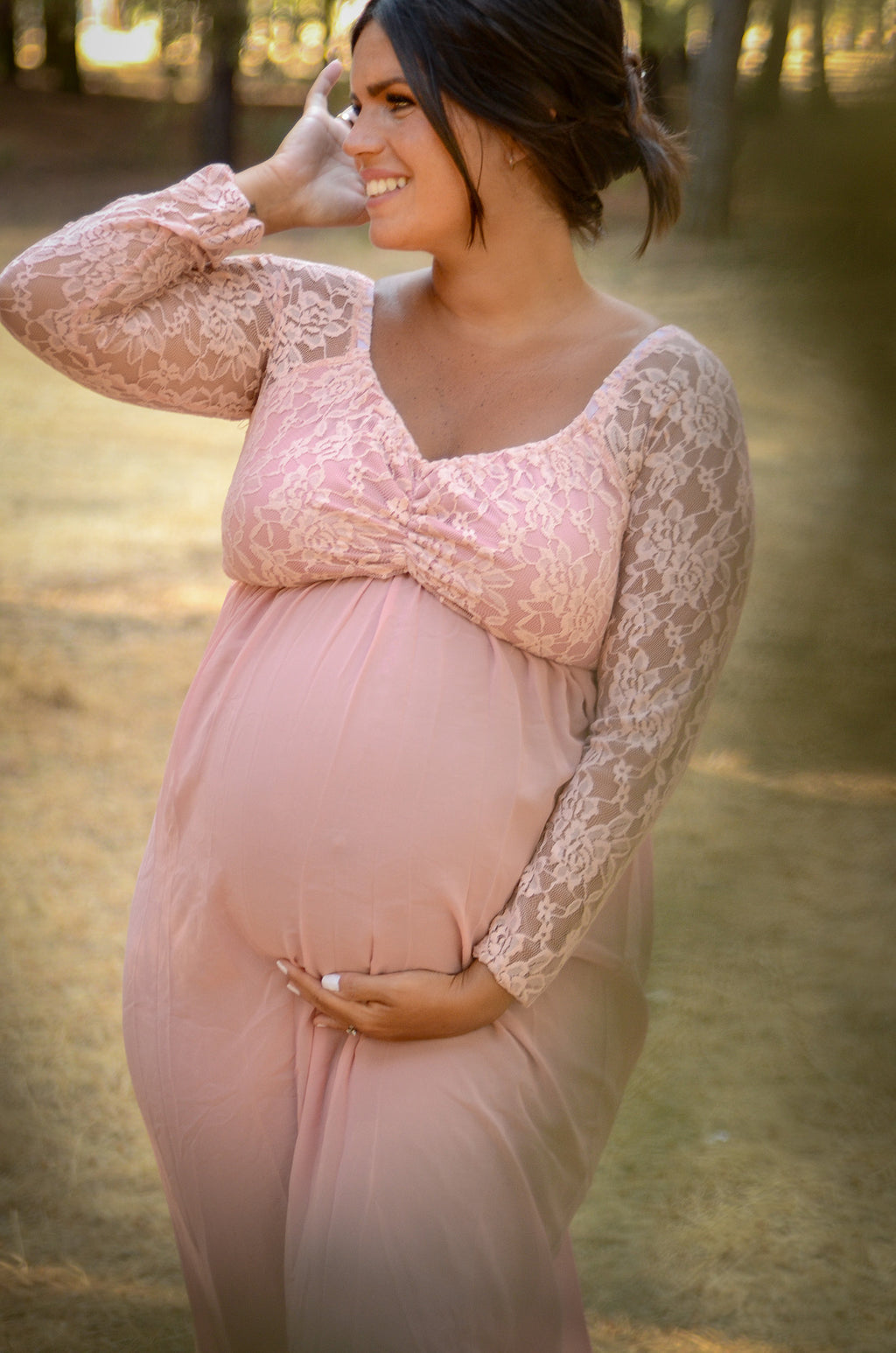 Lace Long Sleeve and Chiffon Dress