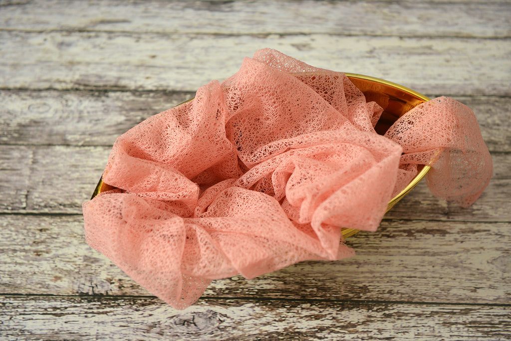 Mesh Lace Baby Wrap - Salmon Pink-Newborn Photography Props
