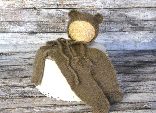 Mohair Bear Bonnet and Suit for newborn photography