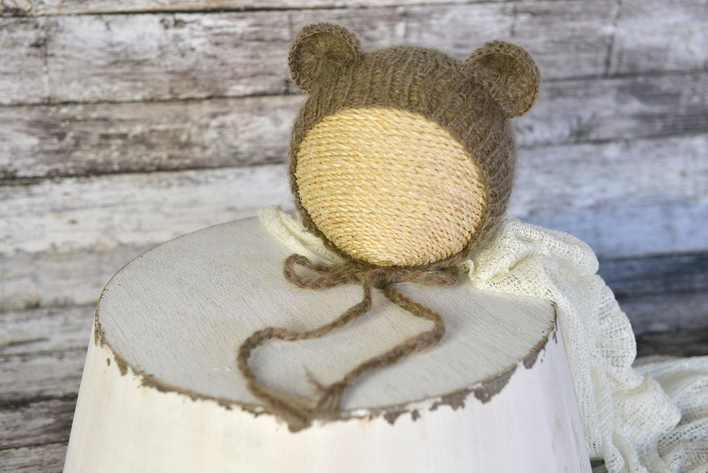 Mohair Bear Bonnet and Suit for baby photography