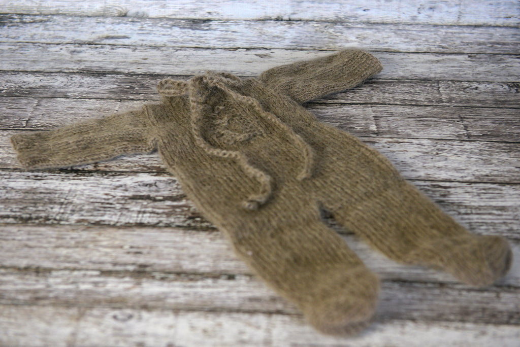 Mohair Bear Bonnet and Suit for newborn