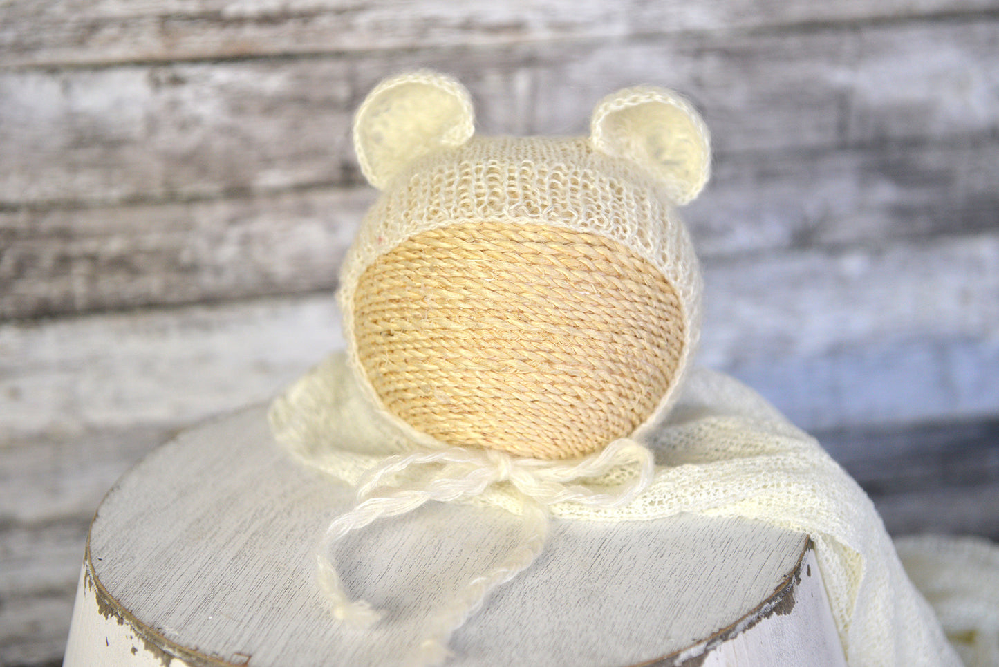 Mohair Bear Bonnet and Suit for baby photography