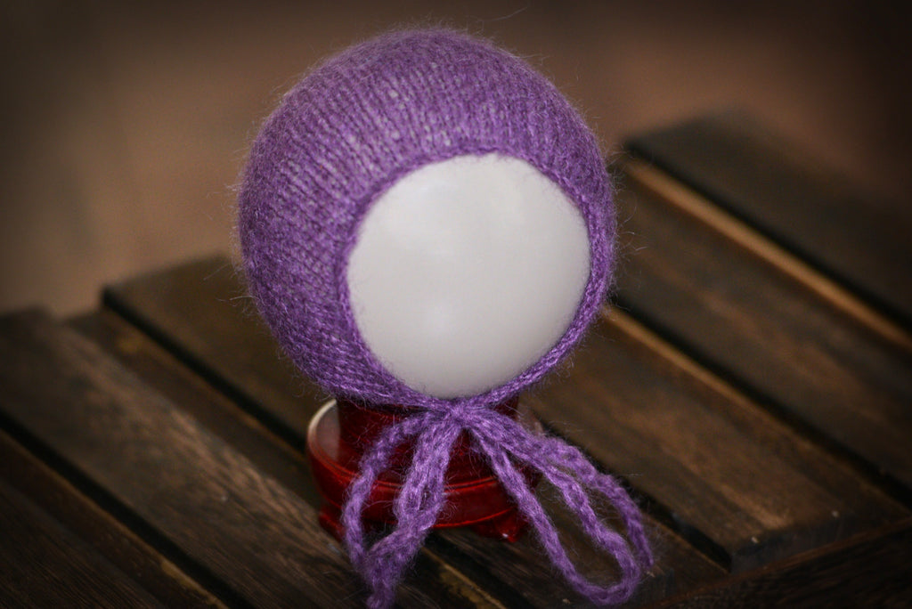 Mohair Bonnet - Violet-Newborn Photography Props