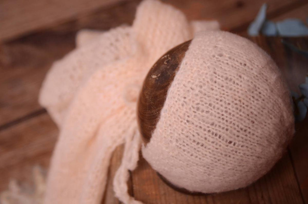 SET Smooth Mohair Bonnet and Wrap - Salmon